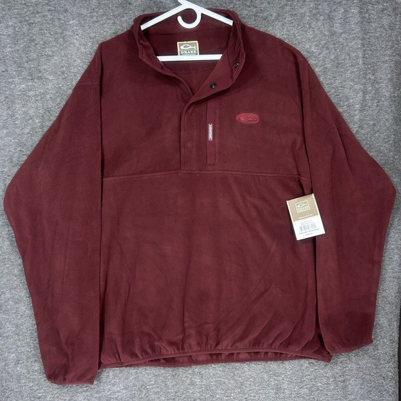 Drake Waterfowl Camp Fleece pullover Mens 3X Wine snap button Hunting outdoor - Picture 1 of 16